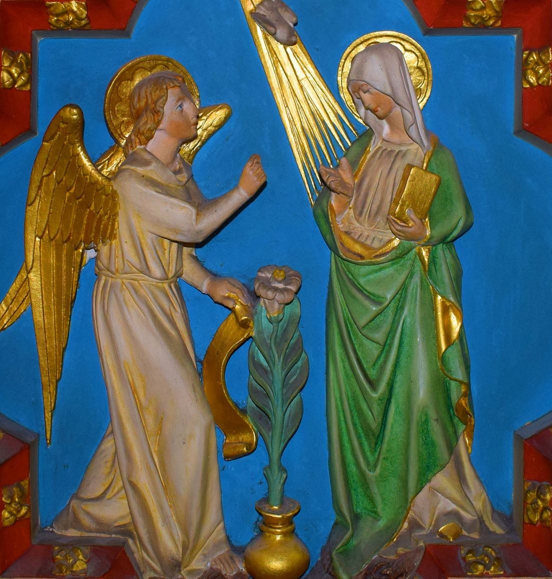 Detail on altar frontal, the Annunciation