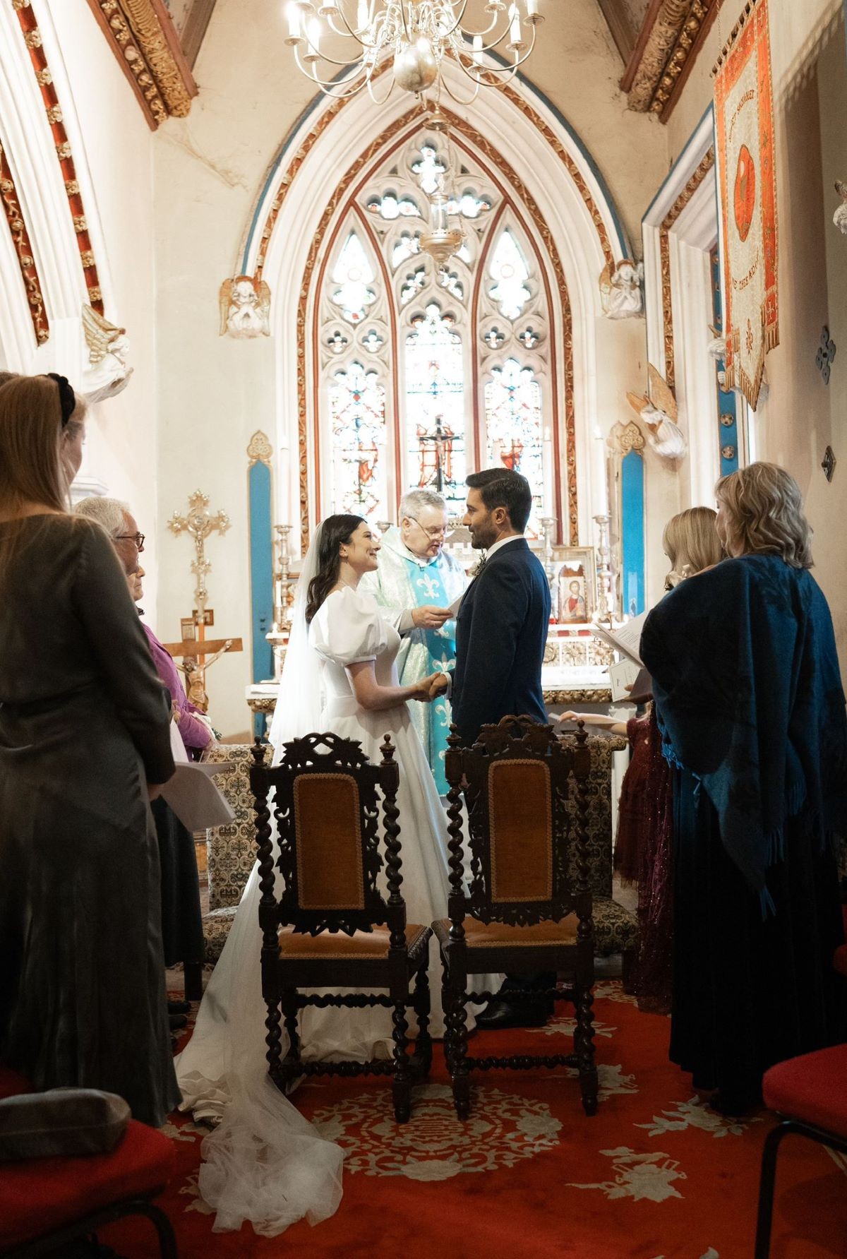 Intimate wedding ceremony in the Blessed Sacrament Chapel