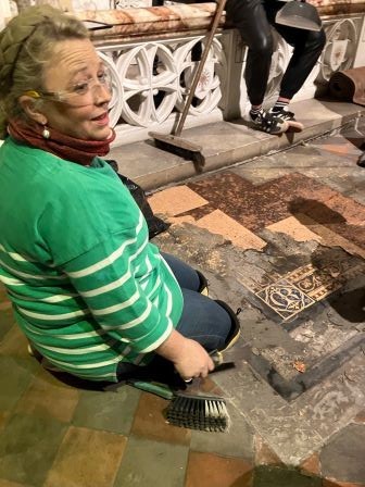 Discovering Pugin monogram tile to Our Ladye