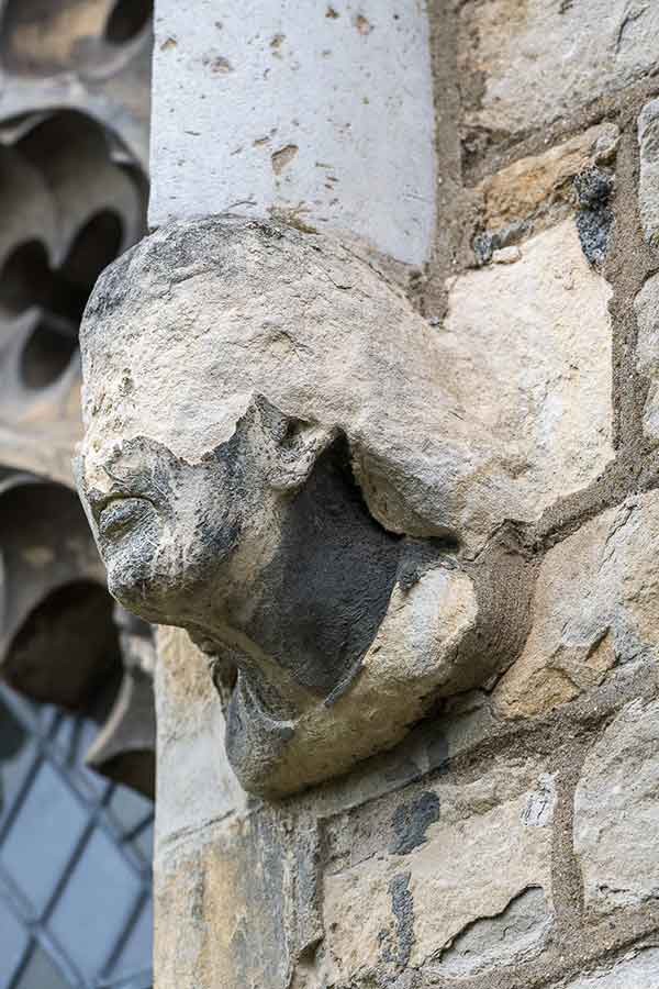 External stone slowly eroding (Kentish rag stone)