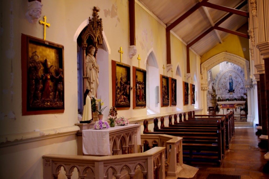 St Joseph's altar in the aisle looking towards the Lady chapel