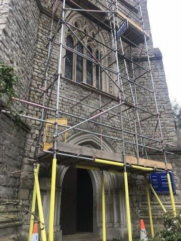 Tower repair scaffolding