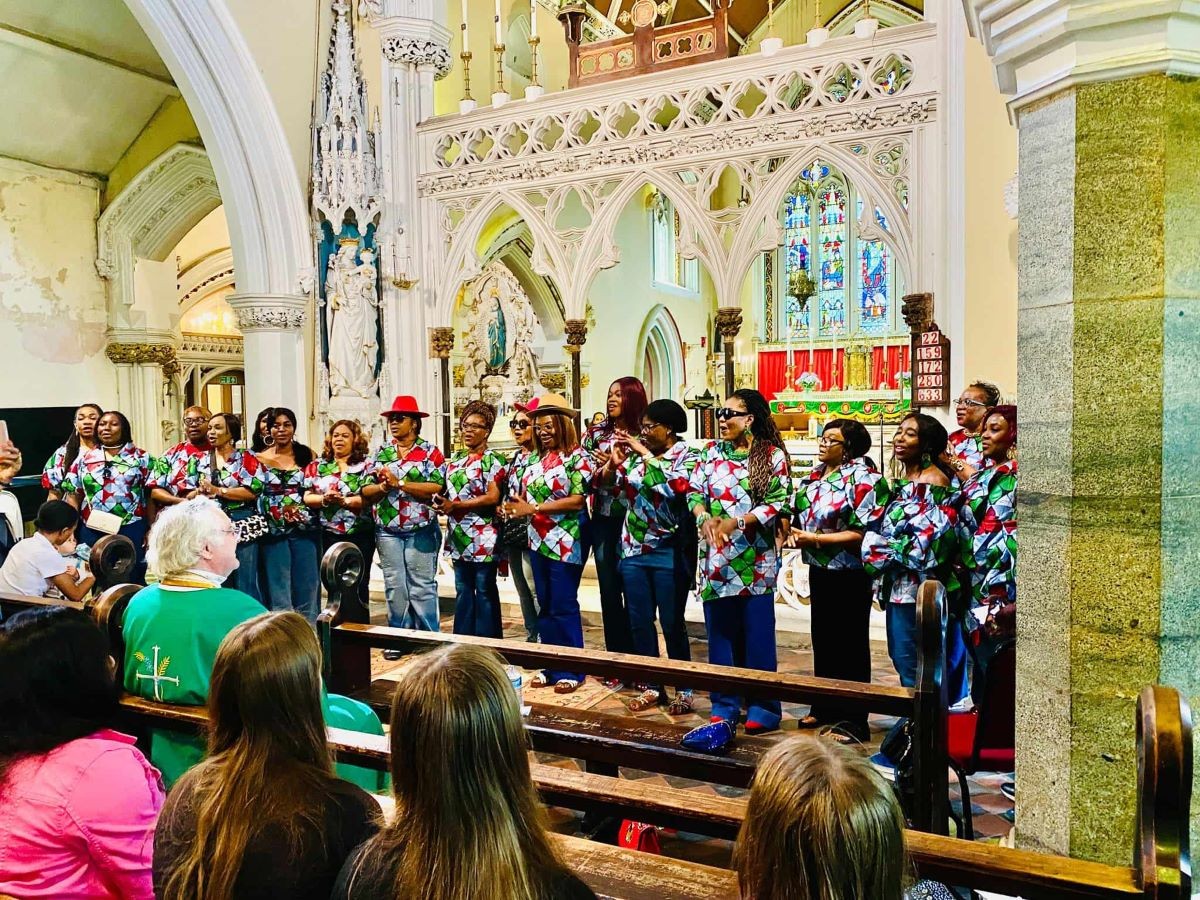 Lots of visiting ladies for a reunion sang and danced in thanksgiving at 11.00 am Mass